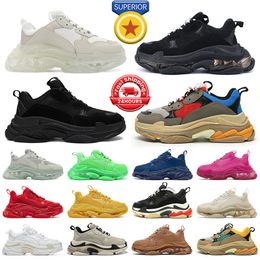 Designer shoes triple s sneakers men women Clear Sole Black White Grey Red Blue Neon Green Beige Pink mens womens trainers platform sport tennis shoe