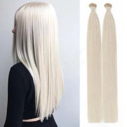 Extensions White Blonde #1001 I Tip Microlink Hair Extensions Real Natural Human Hair Micro Beads Cold Fusion Capsules Machine Remy Hair