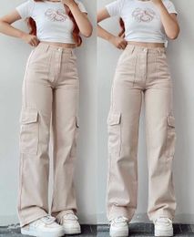 Womens Casual Cotton Sweat Jogger Trousers Wide Leg Hip Hop Style with Decoration Plus Size Summer Cargo Pants for Men