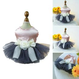 Dog Apparel Three-dimensional Flower Pet Dress Princess With 3d Bow Decoration Mesh Splicing Fashion For