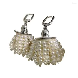 Hoop Earrings Fashion Pearl Tassels Temperament Dangle Elegant Pendant Earring Jewellery Exaggerated Charm