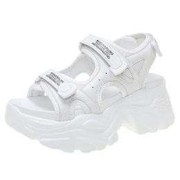 Fujin 8cm Women Sandals Platform Thick Sole Chunky Shoes Platform Ins Casual Summer Shoes Sandals Beige Black Comfortable 240309
