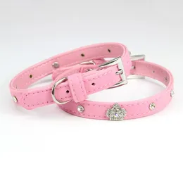 Dog Collars PU Leather Pet Collar Sweet Cats Supplies Adjustable Pink Accessories