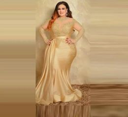 Ouro sexy plus size vestidos de noite formais elegantes com mangas compridas renda dourada gola alta bainha vestido de ocasião especial mãe de t9856063