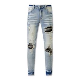 American style high street distressed washing with holes live streaming internet celebrity jeans 8807