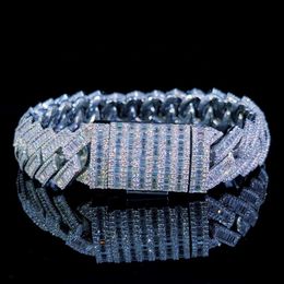 Igi Gia Certified Hip Hop Baguettes Moissanite Diamond Jewellery Vvs Moissanite Diamond Cross Cuban Link Bracelets for Mens