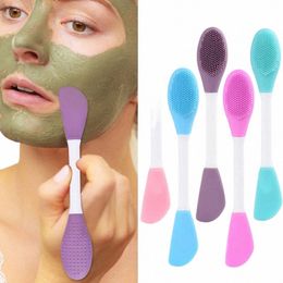 karsyngirl 2/5Pcs Double Head Silice Face Mask Brushes Facial Pore Cleaner Brush Mud Film Applicator Women Cleaning Tools d7cT#