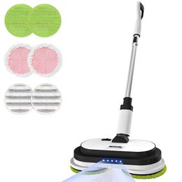 Cordless Electric Mop, Floor Cleaner LED Headlight & Sprayer, Up to 60 Mins Detachable Battery, Dual-motor Powerful Spin Mop with 300ML Water Tank for