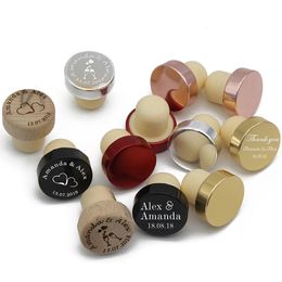 50pcs Personalised Engraved Wooden Wine Stopper Baby Shower Party Decoration Christmas Gift Wedding Favours Customise Any Design 240323