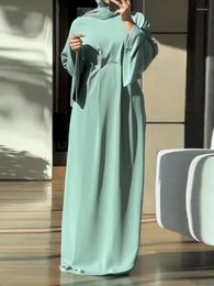 Ethnic Clothing Women Eid Muslim Dress Abaya Morocco Ramadan Flare Sleeve Solid Color Party Abayas Arab Loose Long Robe Kaftan Islam 2024