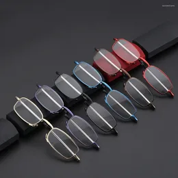 Sunglasses Strength 1.0-4.0 Alloy Frame Portable Folding Reading Glasses Legs Presbyopia Eyeglasses Includes Case