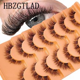 7 Pairs Clear Band Cat eye Eyeles 3D Natural False Les Fluffy Soft Cross Manga Les Wi Eyel Extensi Makeup Cilia B9Pq#