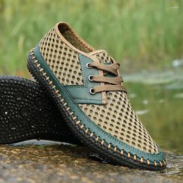 Casual Shoes Outdoor Mesh Men's Summer Breathable Lace Up Male Loafer Lightweight Non Slip Hiking Beach Travel Big Size 47 48