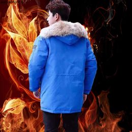 Men's Down & Parkas Warmmens Manteau Coat Thick Winter Men White Duck Jacket for Mens Chaquetas Overcoat Real Big Wolf Fur Doudoune Homme Man Outwear Parka