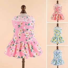 Dog Apparel Pet Dress With Flower Decoration Adorable Chest Strap For Small Dogs Fashionable Costume Puppy