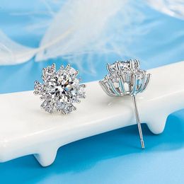 Stud Earrings Solid S925 Sterling Silver Diamond Earring Females Aros Mujer Oreja 1 Carats Orecchini Gemstone Bizuteria
