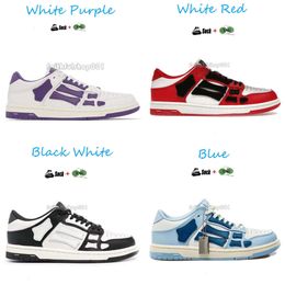 TOP Designer Casual Shoes AMI Amirir Sneakers Shoes Bones Runner Upper Low Skeleton Sliding Black White High Leather Men's Sneakers Women's Lace Shoes 's with 557