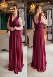 Stunning Burgundy Plus Size Lace Evening Dresses VNeck A Line Cheap Prom Gowns Floor Length Chiffon Formal Dress3171546