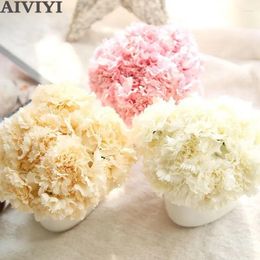 Decorative Flowers 6 Heads Fresh Artificial Flower Carnation Silk Fake Plant For DIY Mother's Day Wedding Home Party Decoration