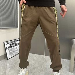 Correct Version of Straight Leg Pants for Men in Autumn and Winter 2024 Drawstring Mens Loose Casual Wide Sports Spring