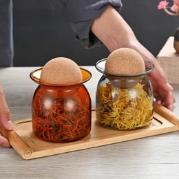 Wine Glasses 1/2Pc Glass Storage Jar With Cork Lid Atorage Bottle Sealed Tank Tea Can Cereal Coffee Creative Decoration Airtight Canister