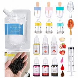 lakerain Lip Gloss Diy Material Boba Bubble Tea Moisture Lipgloss Making Kit with Lip Gloss Tubes Flavouring Oil Liquid Pigment 85XZ#