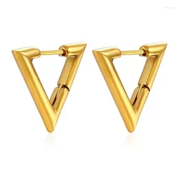 Hoop Earrings Punk Stainless Steel Triangle Ear Clip Fake Hoops Men And Women Hip Hop Accessories