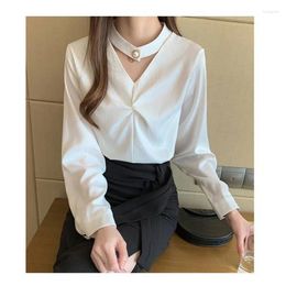 Women's Blouses Spring Silk White Blouse Women Long Sleeved 2024 Top Temperament Elegant Female Shirts Fashion Woman Casual Shirt