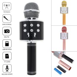 Speakers WS858 Professional Bluetooth Wireless Microphone Handheld Hifi Speaker Microphone Karaoke KTV Singing Recorder Mic Music Player