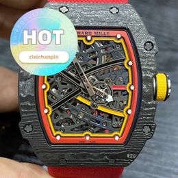 Hot RM Movement Wrist Watch Mens Watch Rm67-02 Series Calendar 38.7*47.5mm Rm6702 Ntpt Black and Red Color