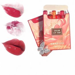 6pcs/set Makeup Lip Tint Mirror Lipstick Lasting Waterproof Lip Gloss Blusher Korean Style Sexy Red Moisturiser Lip Cosmetics g0mU#