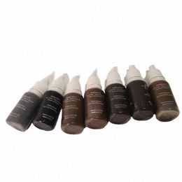 7 Pcs Micropigment Tattoo Ink for Semi Permanent Makeup 15ml/Bottle 3d Eyebrow Lips Red Brown Colour Kit f219#