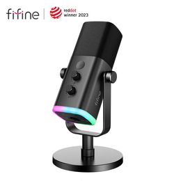 FIFINE USBXLR Dynamic Microphone with Touch Mute ButtonHeadphone jackIO Controlsfor PC PS54 mixerGaming MIC Ampligame AM8 240322