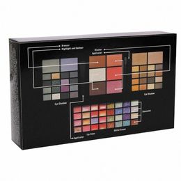 74 Colour Eyeshadow Makeup Set Box With Mirror Waterproof Eyeshadow Palette Profial Lip Gloss Kits Blush Foundati Makeup w3D6#