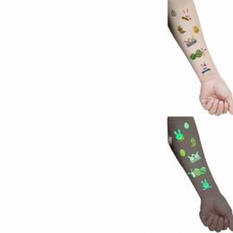 10pcs Set Luminous Temporary Tattoo, Easter Day Carto Rabbit And Colorful Eggs Pattern Tattoo Sticker Waterproof M2L6#