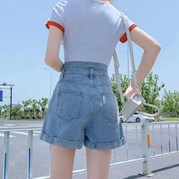 2024 Women's Shorts Jeans Jean Shorts Women Summer 2023 High Waist Baggy Wide Leg Flare Short Jeans Casual Vintage Korean Girls Demin Shorts
