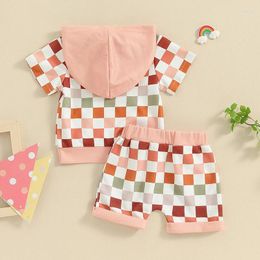 Clothing Sets Toddler Baby Boy Girl Clothes Checkerboard Print Long Sleeve Sweatshirt Tops And Pants Fall Set