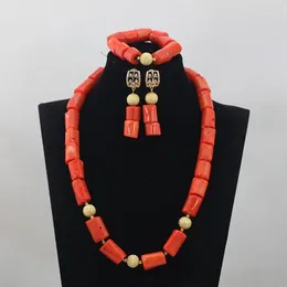 Necklace Earrings Set Simple Original Coral Beads Jewelry Natural Bracelet Bridal ABL981