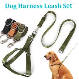 Dog Collars Big Adjustable Harnesses Leashes Set Walk Running Thickened Metal Pet Harness Collar Durable Leash For Medium Large Bog