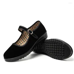 Casual Shoes Cloth Single El Work Ladies Velvety Mother Bovine Tendon Flat Bottom