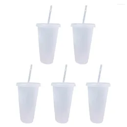 Mugs 5PCS Straw Coffee Cup Plastic Tumbler With And Lid Reusable Water Juice For Party Christmas Gifts Mug