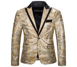 Men039s Suits Blazers LUCLESAM Men Sequined Blazer Fashion Party Shine Pierced Collar One Button Suit Jacket Stage Performanc8056452