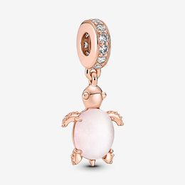 Murano Glass Pink Sea Turtle Dangle Charm Pandoras 18K Rose Gold Luxury Charm Set Bracelet Making 925 Silver charms Designer Necklace Pendant Original Box wholesale