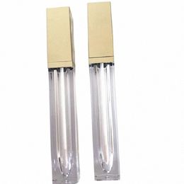 10/25/50pcs Square Shape Gold Lid 6ML Ctainer Lip Gloss Base Clear Tube Empty Lipgloss Bottle Makeup Tools Liquid Lipstick 03tJ#