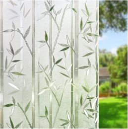 Films Bamboo Window Film Stained Glass Film Frosted Privacy Window Decal Decorative Window Cling No Glue Removable Window Stickers