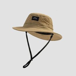 SunProof Fishing Hat Male Camping Mountaineering Couple Bucket Female Japanese Style Alphabet Embroidered Busket 240318