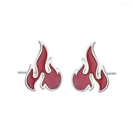 Stud Earrings Fashion Fire Torch Flame For Men Stainless Steel Chinese Style Earring Punk Cool Him Male Jewelry