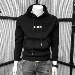 Hooded Hoodie Mens Trendy Print Autumn Slim Fit Round Neck Long Sleeved Top New Trend Casual Pullover Jacket for Men