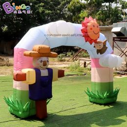 Cartoon sun arches Advertising Inflatables for decoration inflatable archway with clouds and scarecrow blow up arched door for amusement park