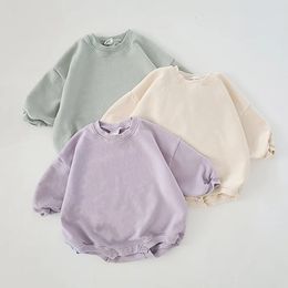 INS 0-24M born Infant Baby Girl Boy Sweatshirt Romper Toddler Long Sleeve Basic Cotton Oversize Rompers Baby Clothes Jumpsuit 240319